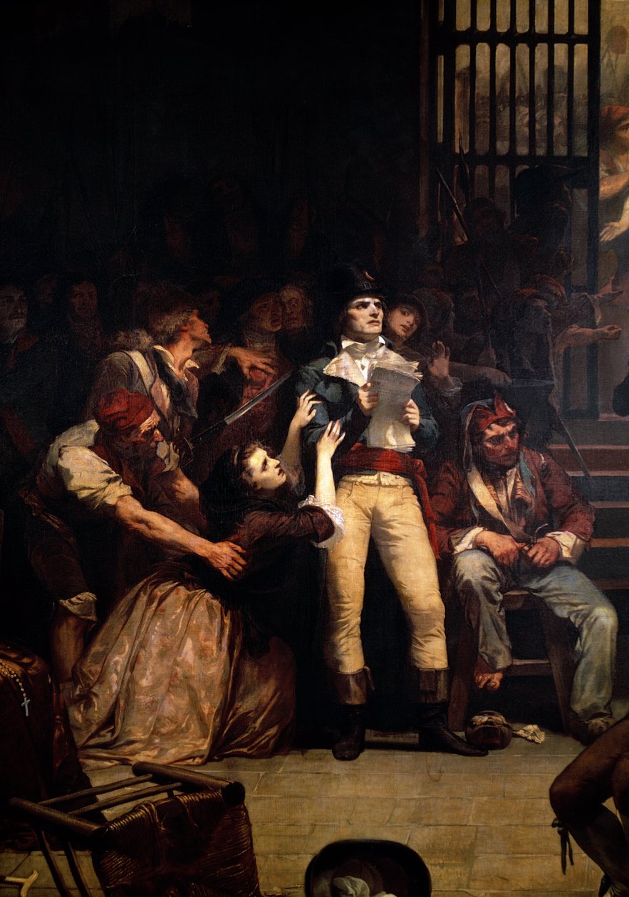 O Chamado para as Últimas Vítimas do Terror, 7-9 Termidor, Ano 2 (25-27 de julho de 1794), detalhe central, 1850 de Charles Louis Lucien Muller