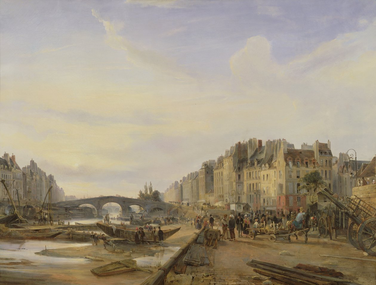 Marie Bridge e o cais de St. Paul de Charles Louis Mozin