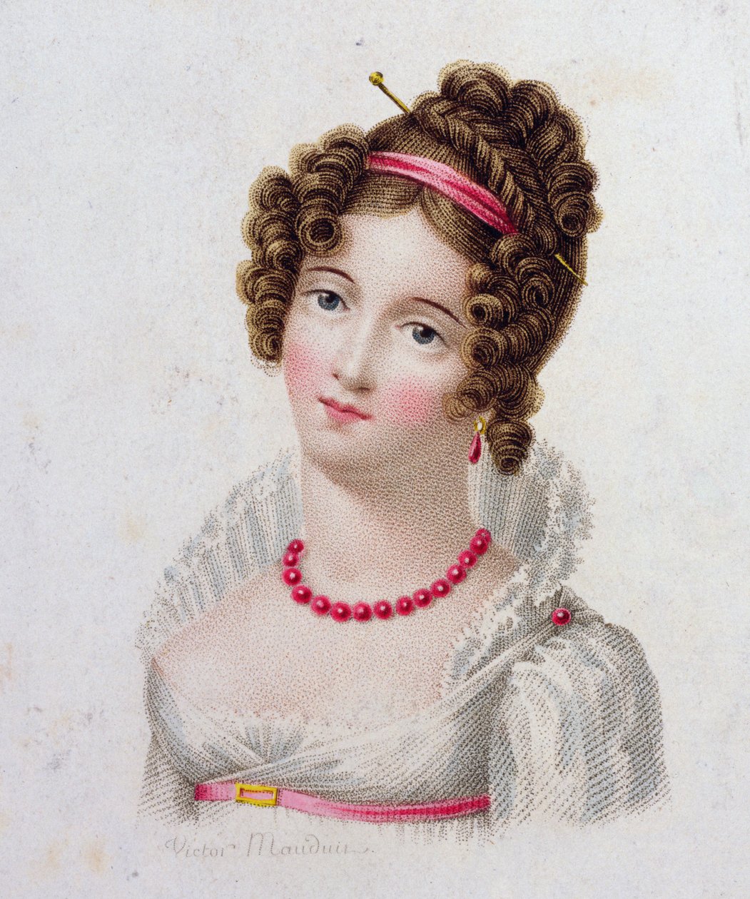 Gravura colorida indiferença de Charles Louis Victor Mauduit