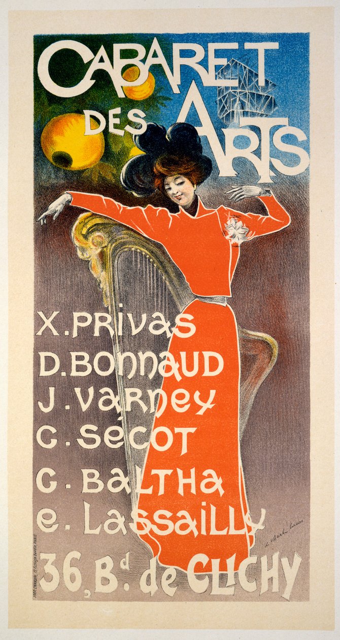 Cartaz para &39;Cabaret Des Arts&39;, c.1900 de Charles Lucas