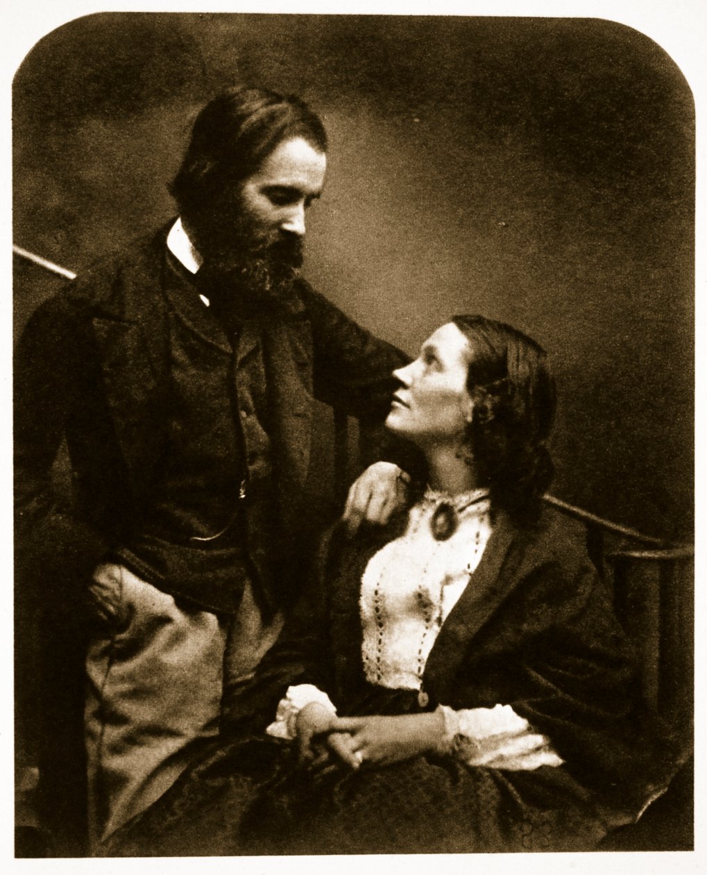 Alexander Munro e sua esposa, 7 de outubro de 1863 (foto sépia) de Charles Lutwidge Dodgson