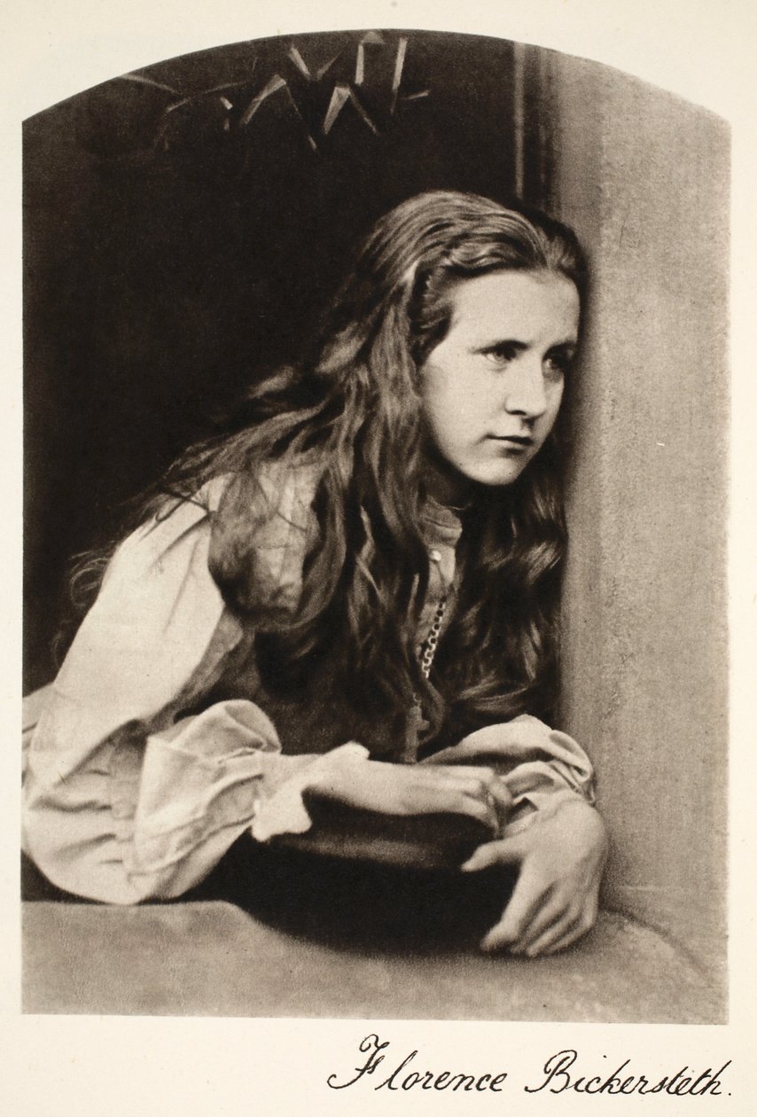 Florence Bikersteth, 8 de setembro de 1865 (foto sépia) de Charles Lutwidge Dodgson