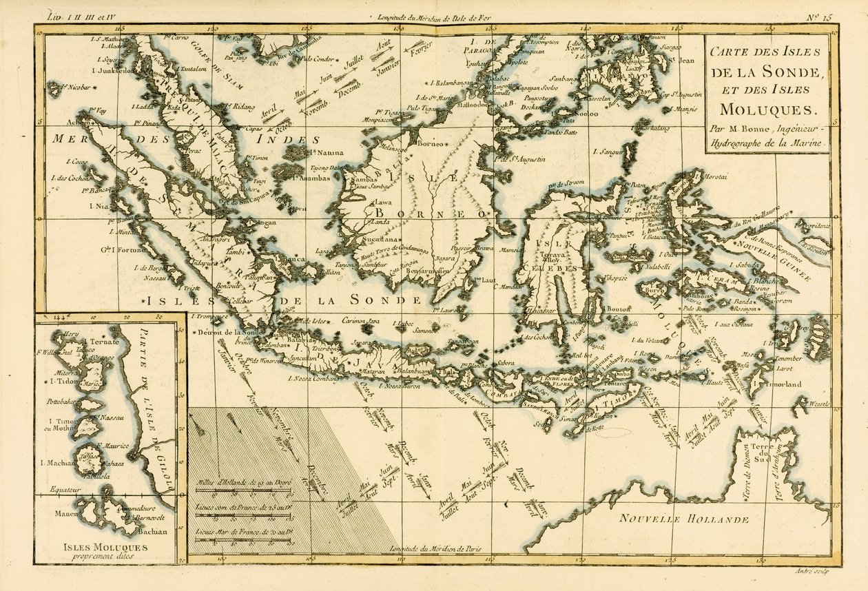 A Indonésia e as Filipinas, de "Atlas de Todas as Partes Conhecidas do Globo Terrestre", de Guillaume Raynal (1713-96), publicaram Genebra, 1780 de Charles Marie Rigobert Bonne