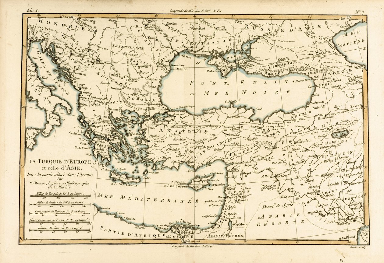 Turquia, de &39;Atlas de todas as partes conhecidas do globo terrestre&39; por Guillaume Raynal (1713-96) publicou Genebra, 1780 de Charles Marie Rigobert Bonne