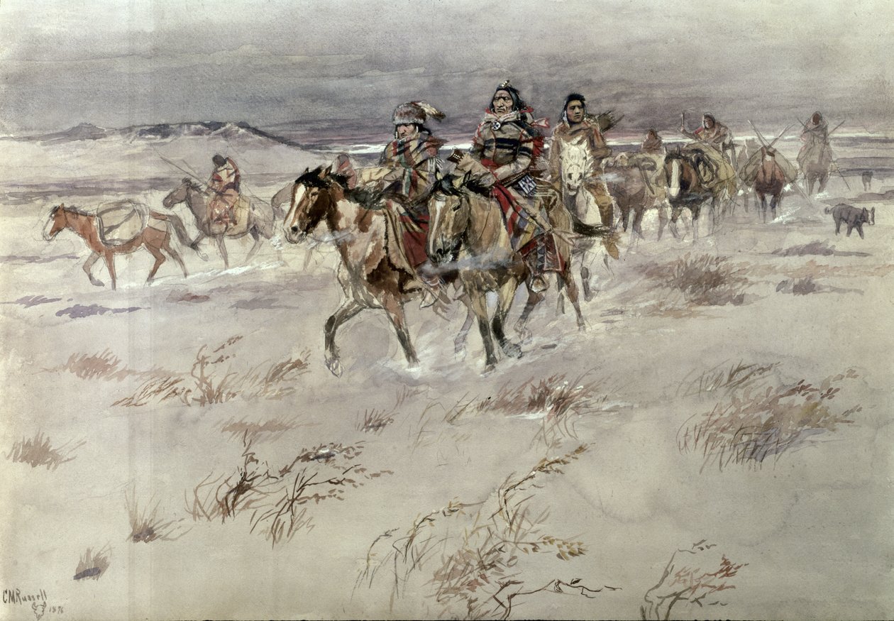 Crees chegando ao comércio de Charles Marion Russell