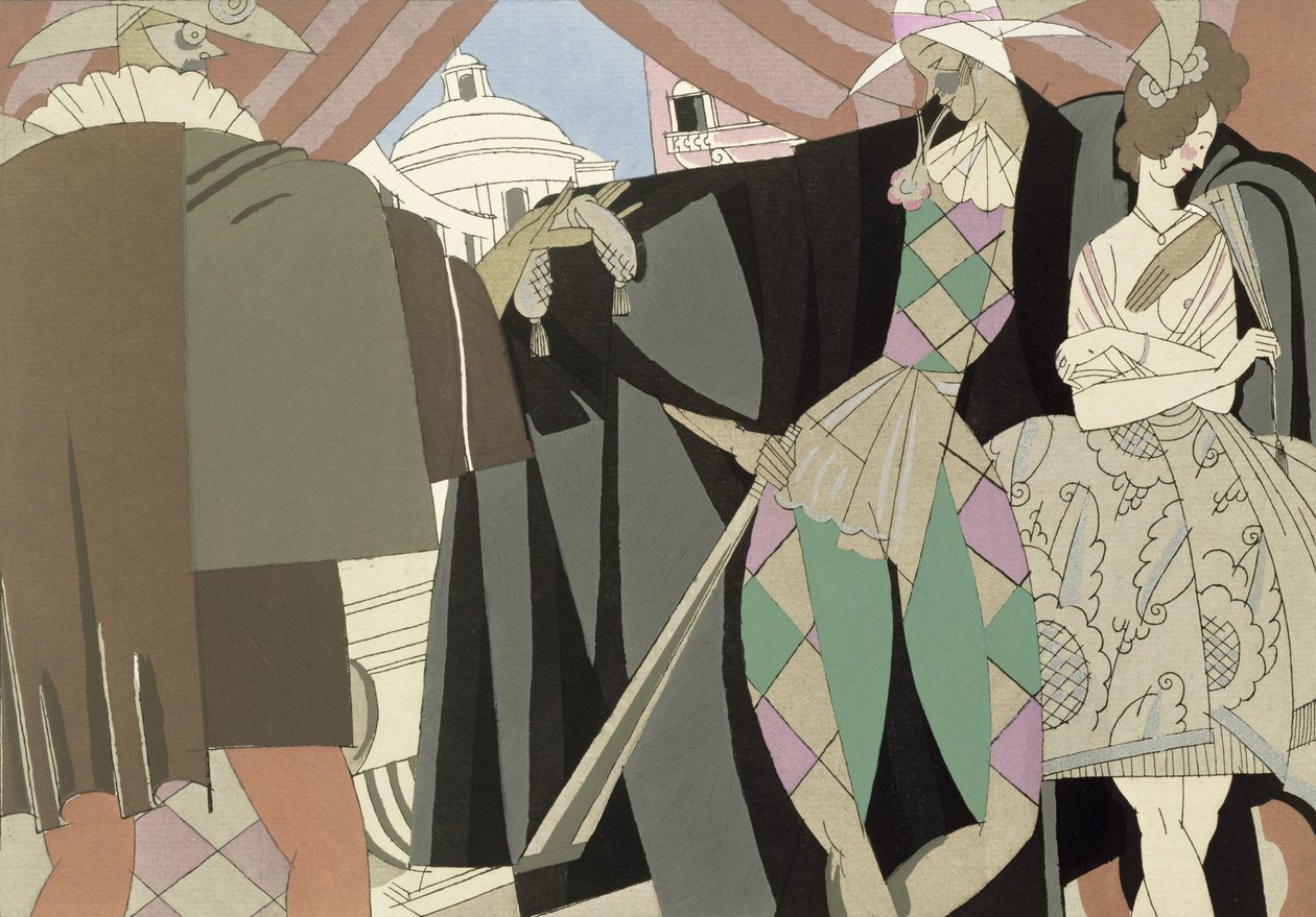 Comédia Italiana, c.1920 (estêncil sobre papel) de Charles Martin