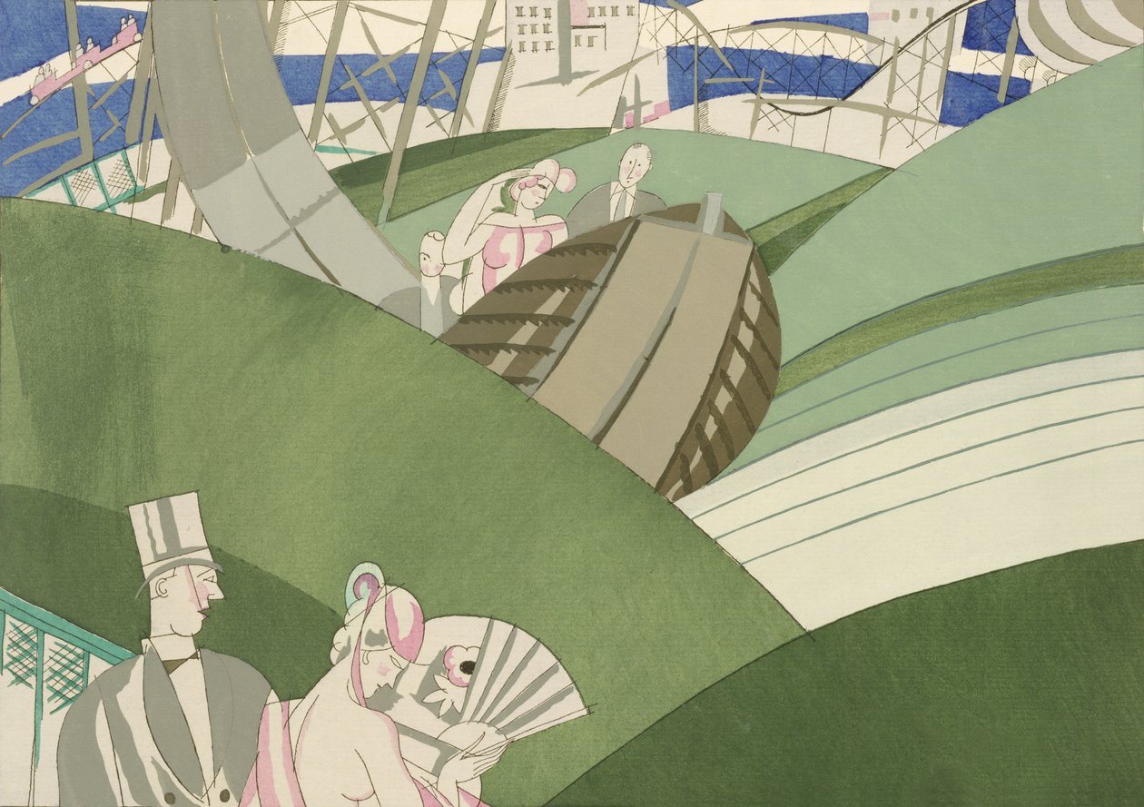 O Watershute na feira, c.1920 (estêncil no papel) de Charles Martin