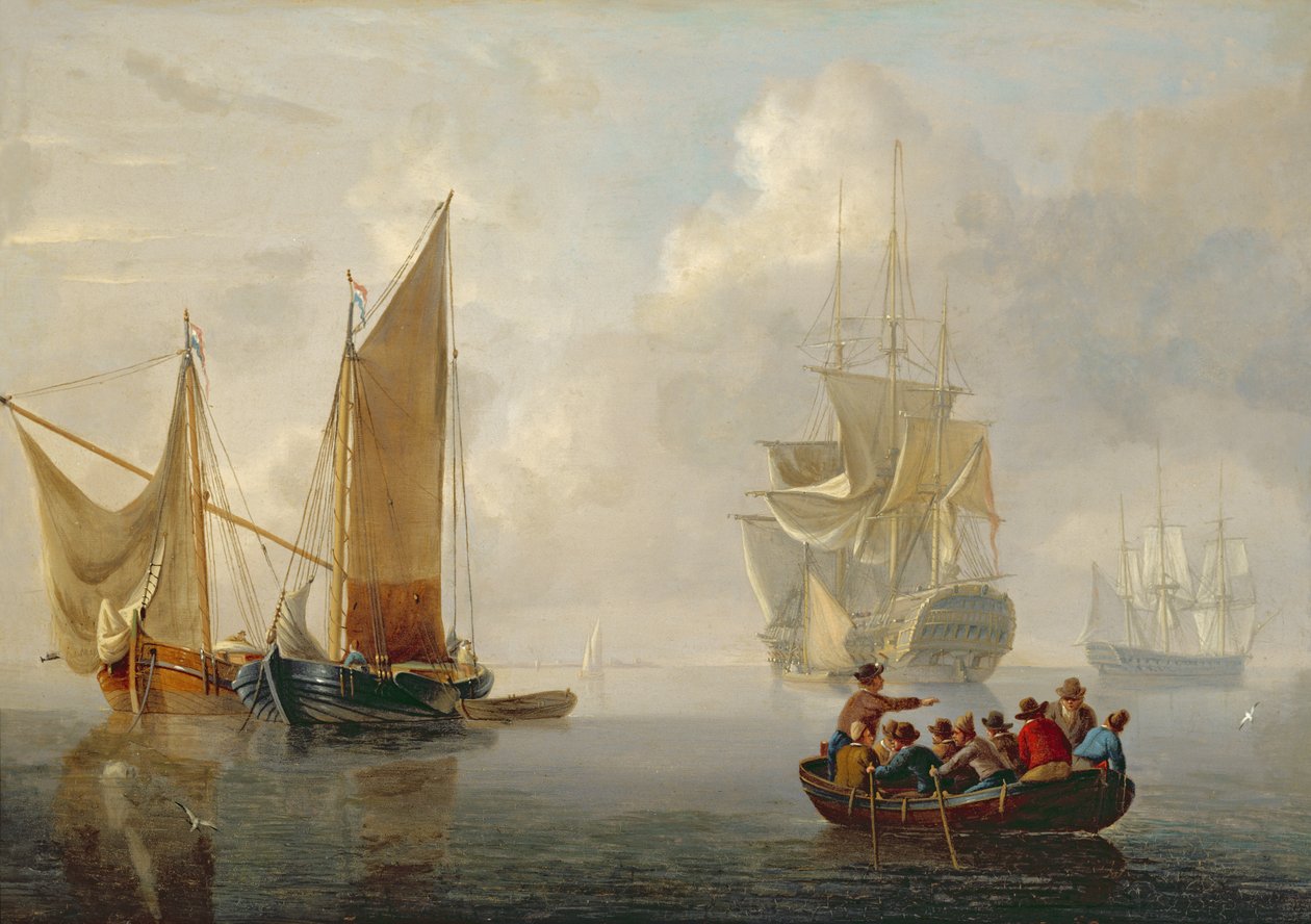 Becalmed fora de um litoral holandês de Charles Martin Powell