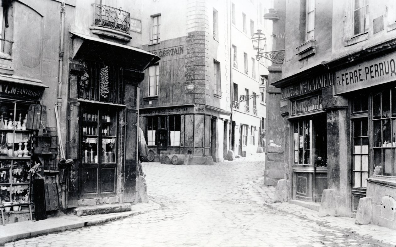 Encruzilhada das ruas Fromentel, St. Hilaire, Jean-de-Beauvais, Charretiere e Mont-de-Marsan, Paris, 1858-78 de Charles Marville