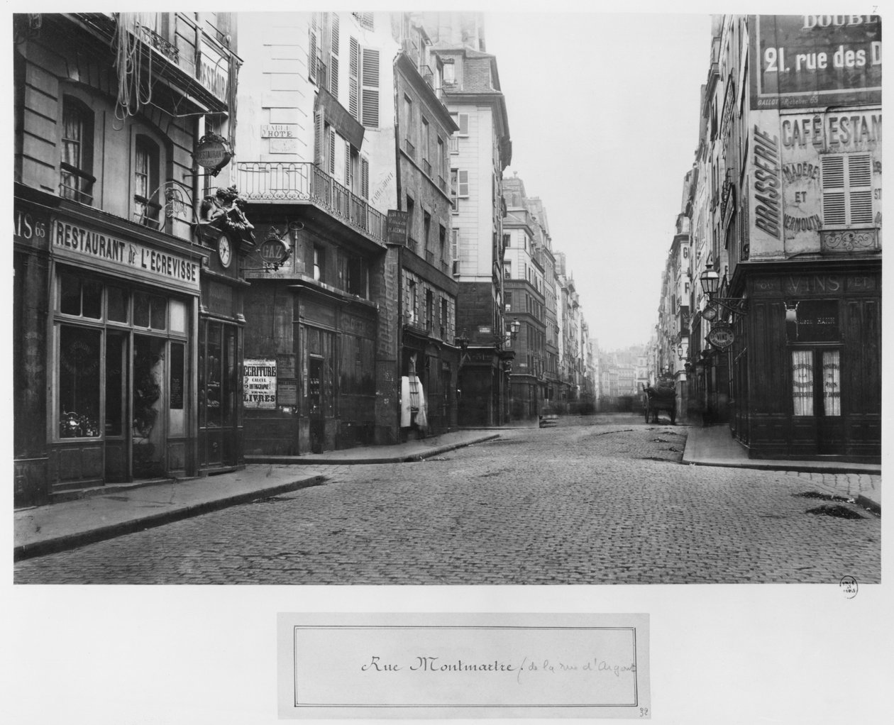 Paris, Rue Montmartre, vista da Rue d&39;Argout, 1858-78 de Charles Marville
