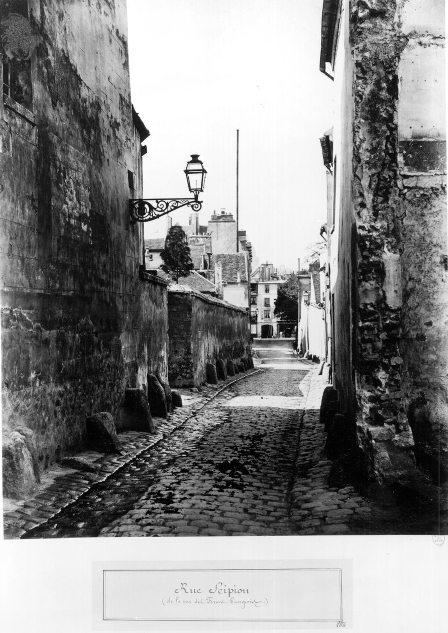 Rue de Scipion, da Rue des Francs-Bourgeois, Paris, 1858-78 de Charles Marville