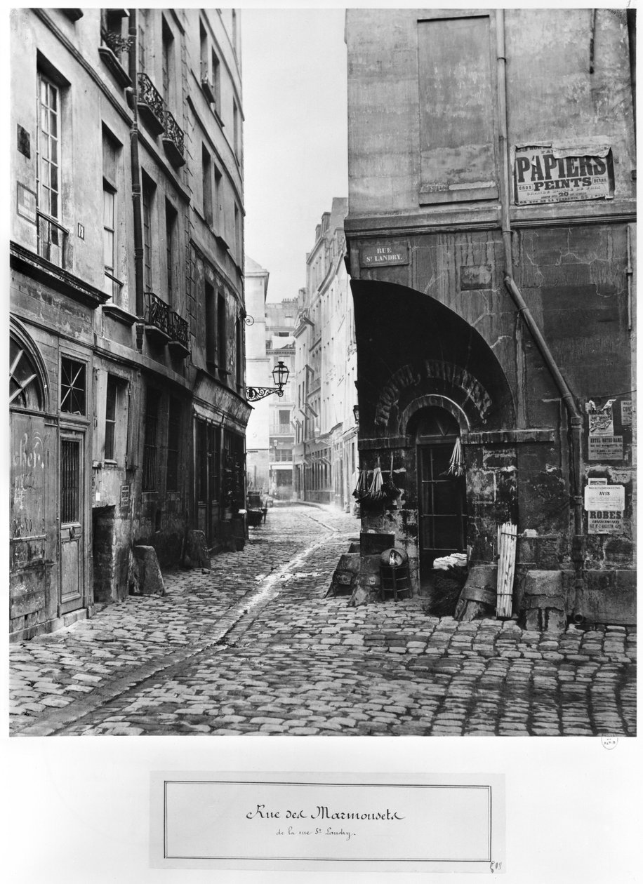 Rue des Marmousets, da rua Saint-Landry, Paris, 1858-78 de Charles Marville