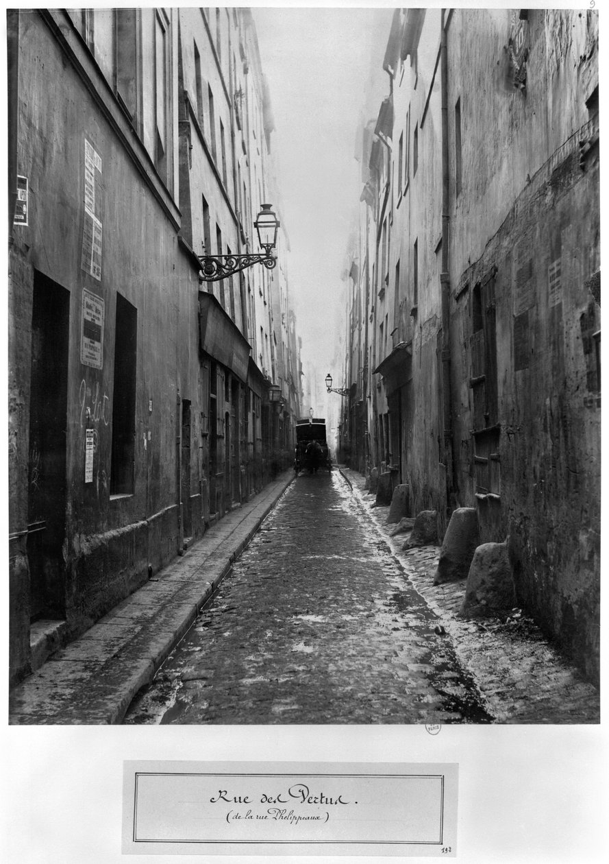 Rue des Vertus, da rua Phelippeaux, Paris, 1858-78 de Charles Marville