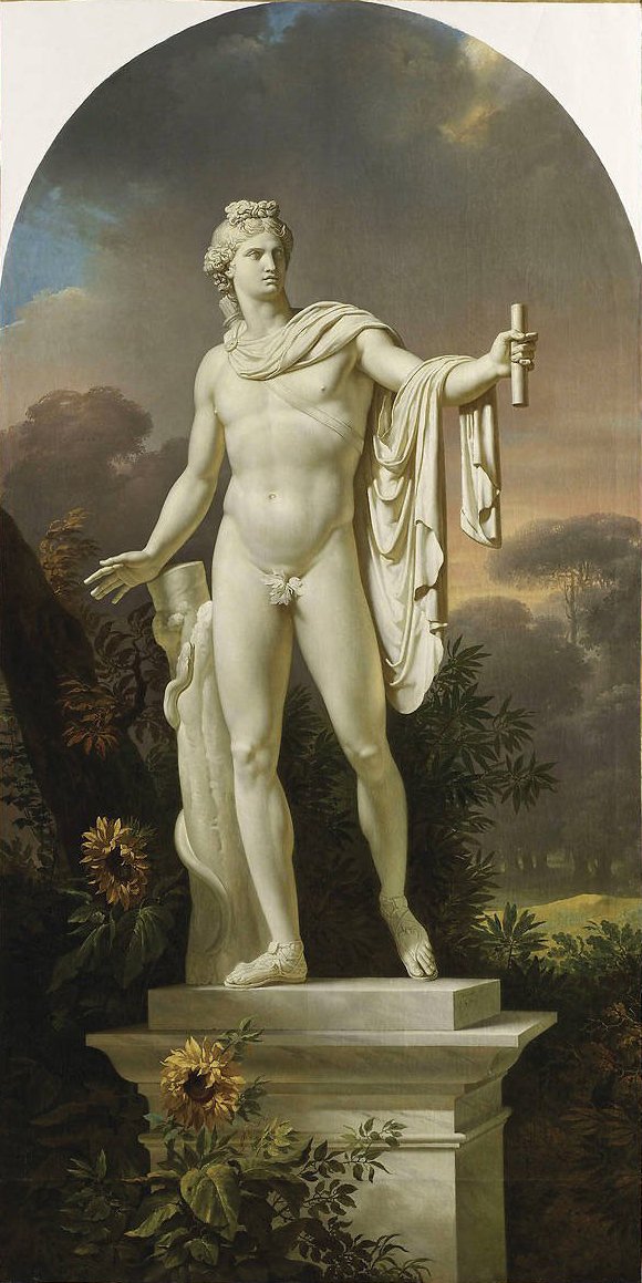Apollo Belvedere em um paisagismoFrench: Apollo Belvedere em um fundo do país de Charles Meynier