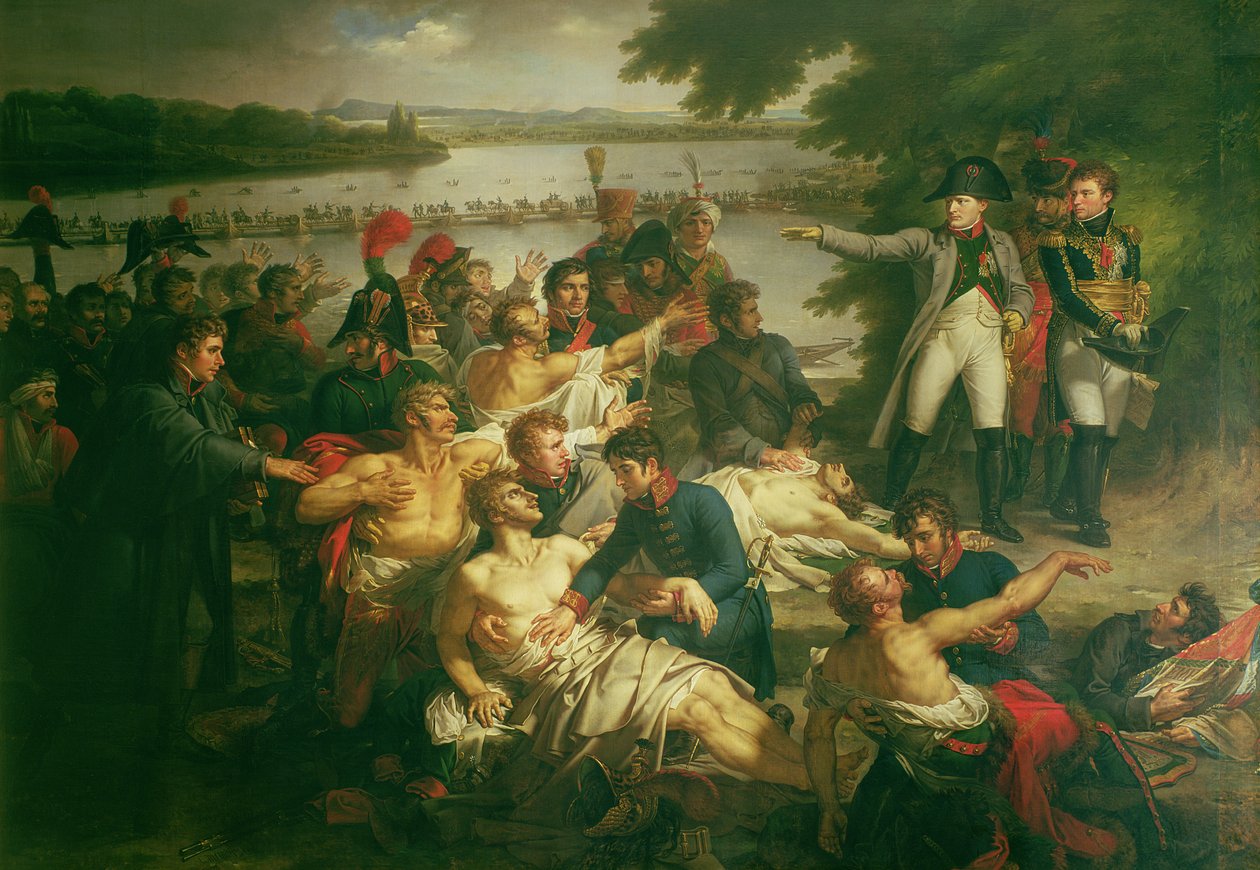 Retorno de Napoleão (1769-1821) para a Ilha de Lobau após a Batalha de Essling, 23 de maio de 1809, 1812 de Charles Meynier