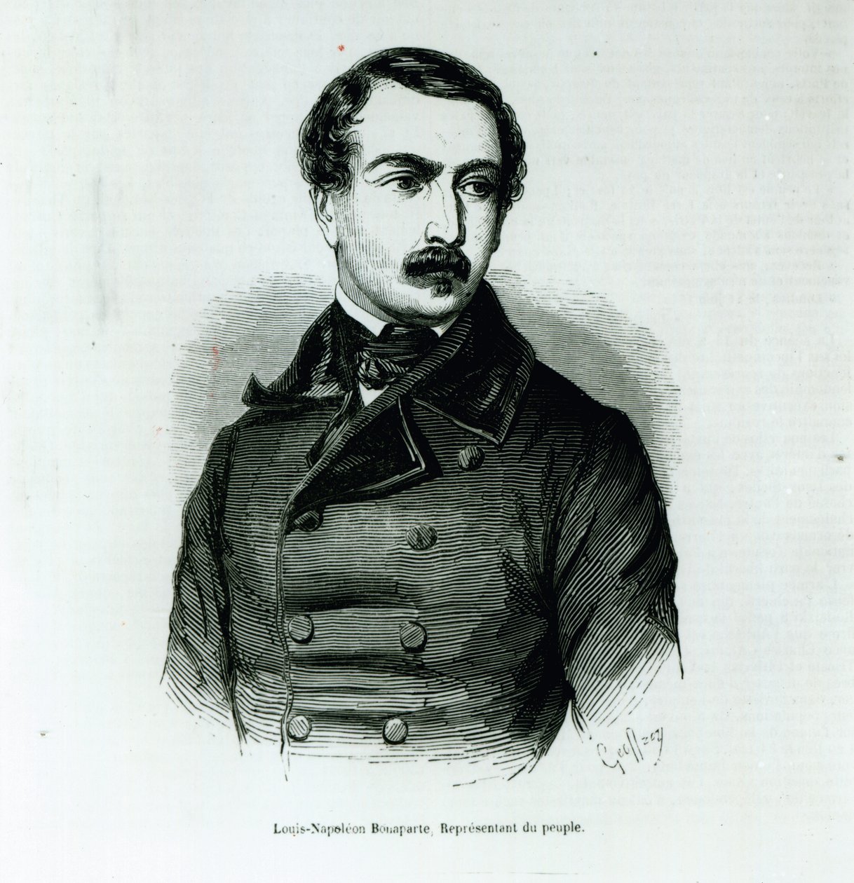 Retrato de Luís Napoleão Bonaparte como Representante do Povo, 1848 lito) de Charles Michel Geoffroy