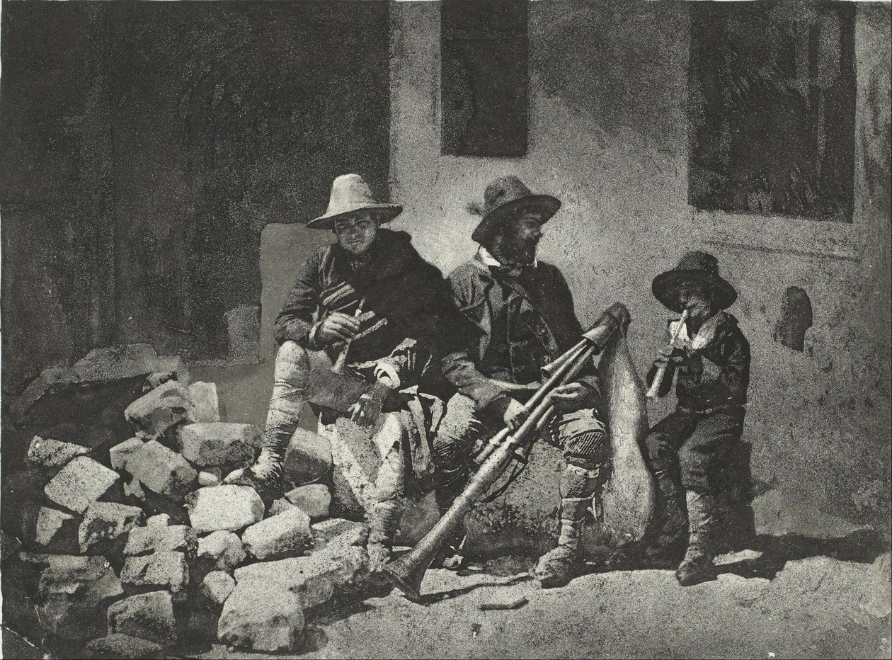 Pifferari Assis, músicos de rua italianos (no pátio, 21 Quai de Bourbon) de Charles Nègre