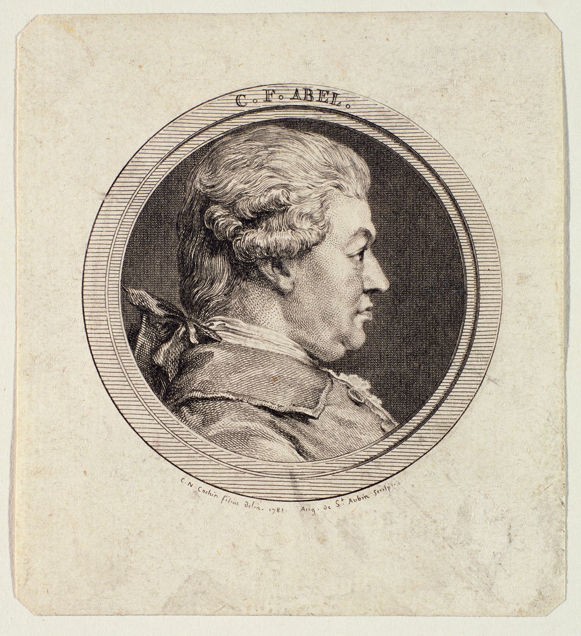 Carl Friedrich Abel (1723-1787), gravado por Augustin de Saint-Aubin (1736-1807), em 1781 de Charles Nicolas II Cochin