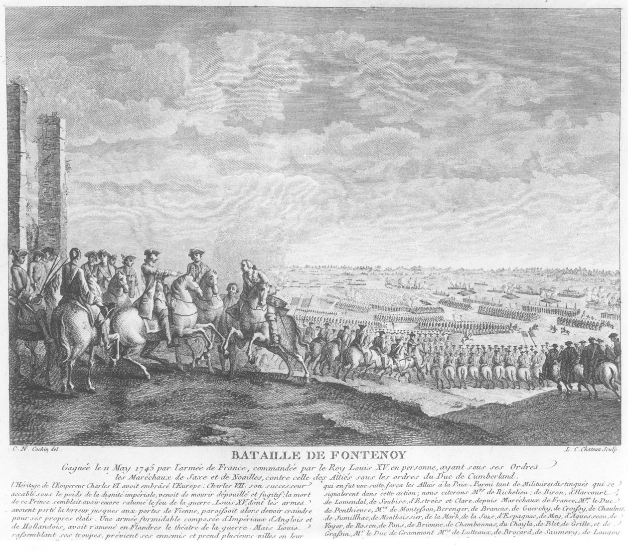 A Batalha de Fontenoy, 11 de maio de 1745, 1828 de Charles Nicolas II Cochin
