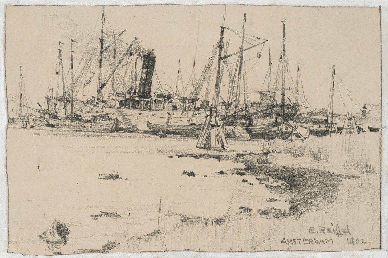 Amsterdã, 1902 (grafite sobre papel) de Charles P. Reiffel