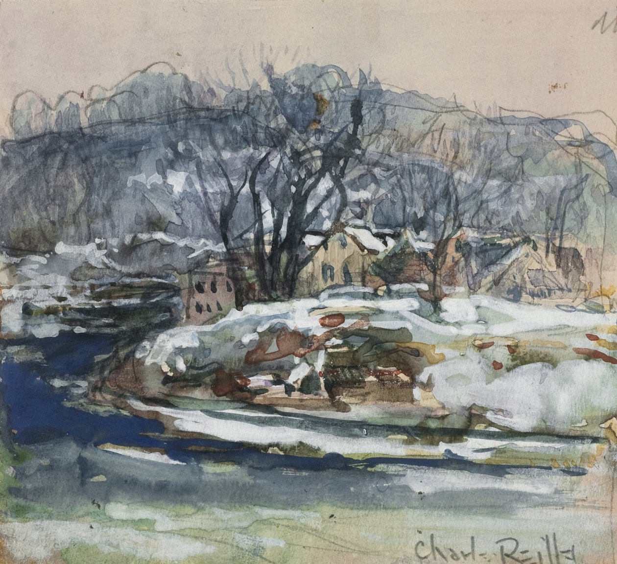 Paisagem de Inverno (wc e guache sobre papel) de Charles P. Reiffel