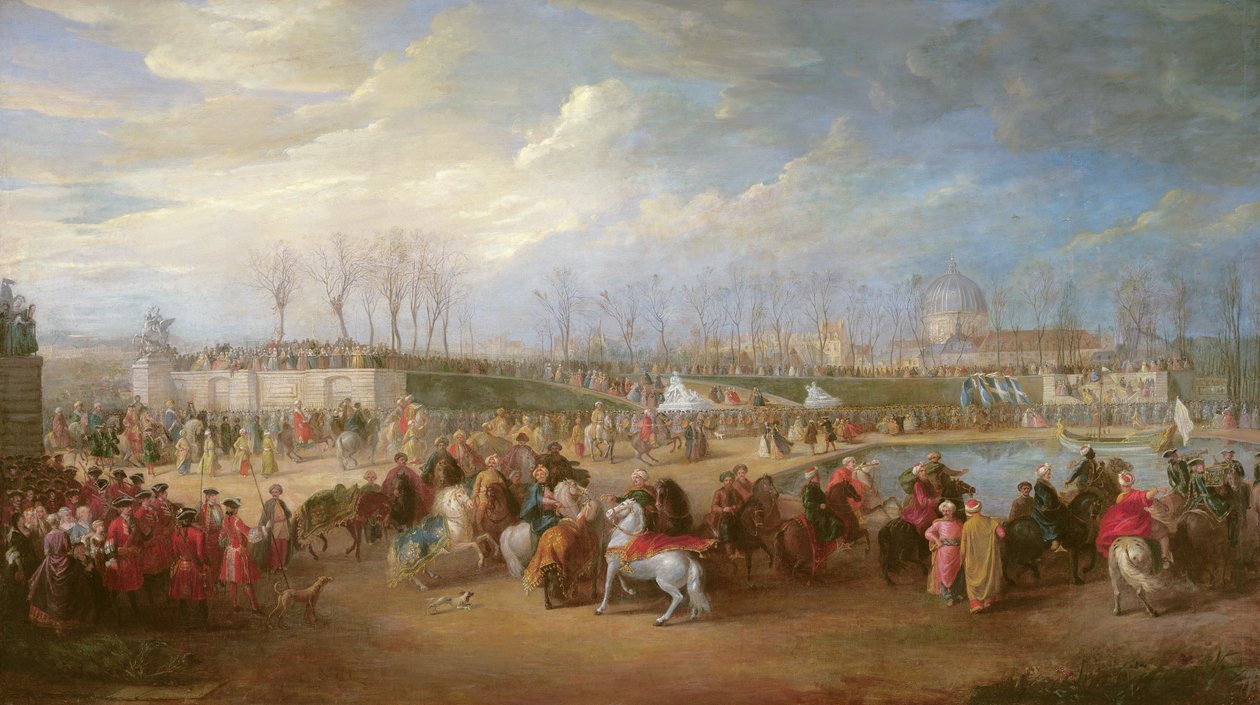 Mehemet Effendi, embaixador turco, chega às Tulherias em 21 de março de 1721, depois de 1721 de Charles Parrocel