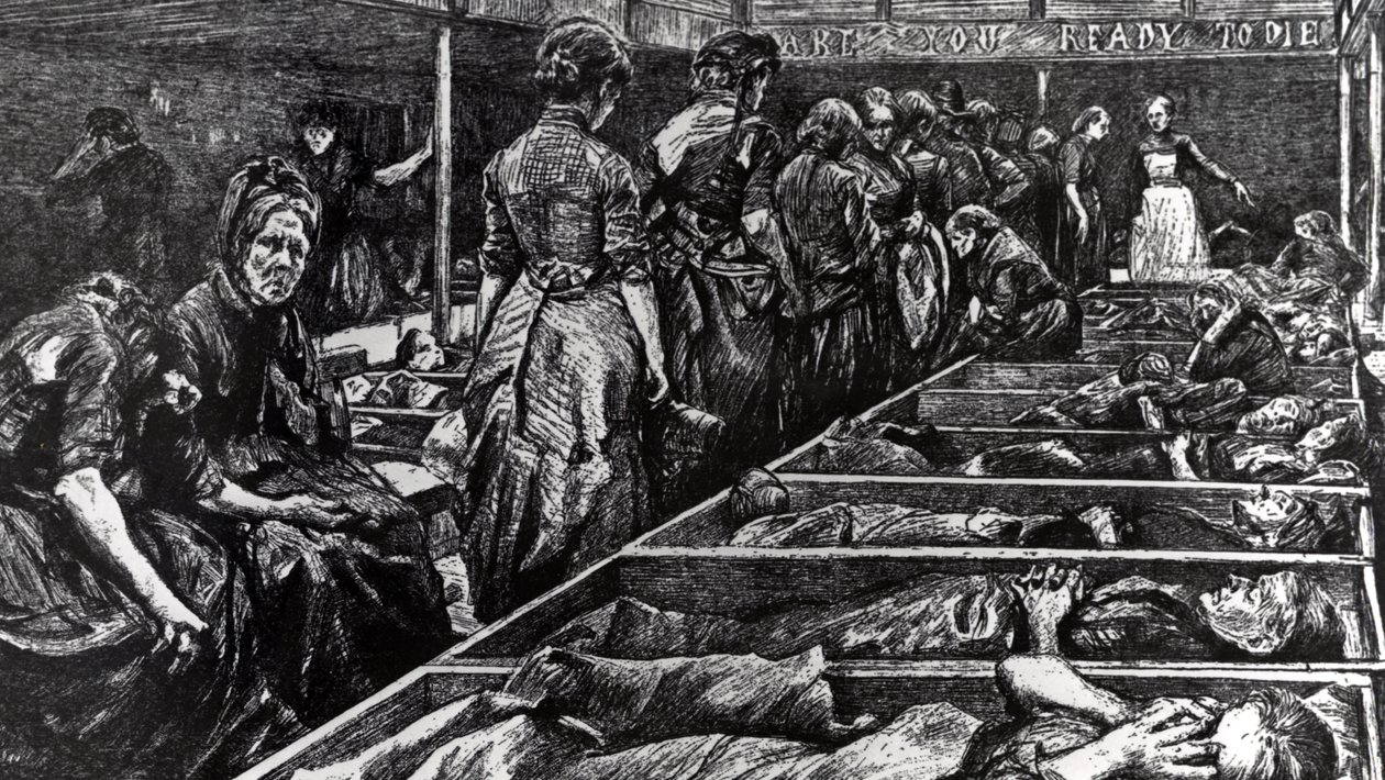 Abrigo de uma mulher do exército de salvação, ilustração de "The Graphic", 27 de fevereiro de 1892 de Charles Paul Renouard