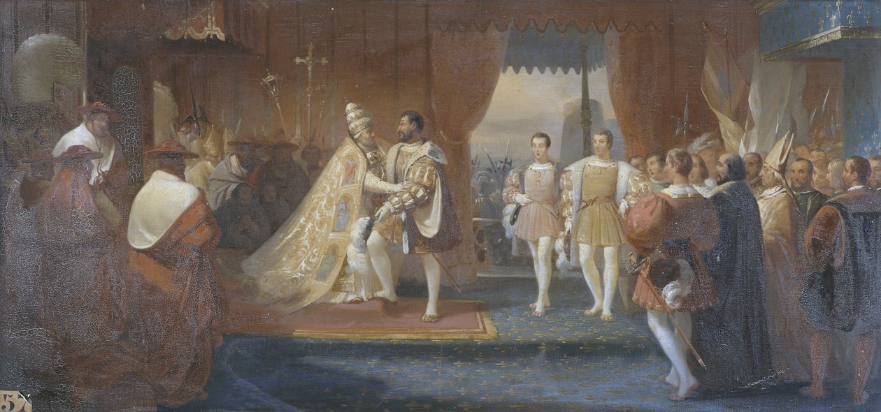 Entrevista de Francisco I e do Papa Clemente VII em Marselha, 13 de outubro de 1533 de Charles Philippe Lariviere