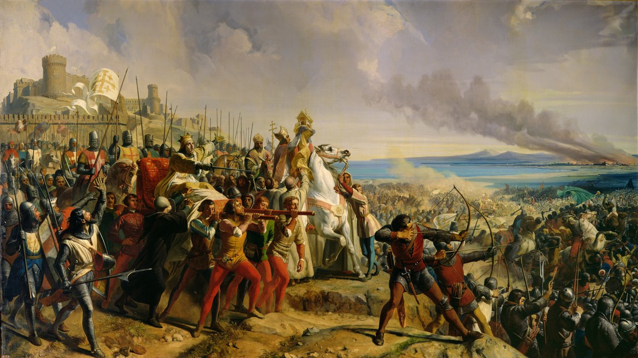 A Batalha de Montgisard, 25 de novembro de 1177, c.1842 de Charles Philippe Lariviere