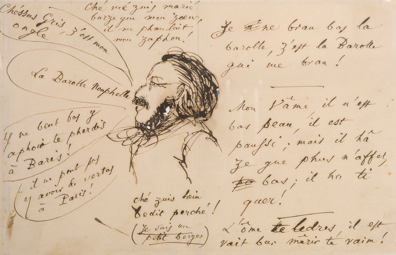 Alexandre Weill (1811-1899), falando &39;bobagem&39; (caneta e tinta sobre papel vegetal) de Charles Pierre Baudelaire