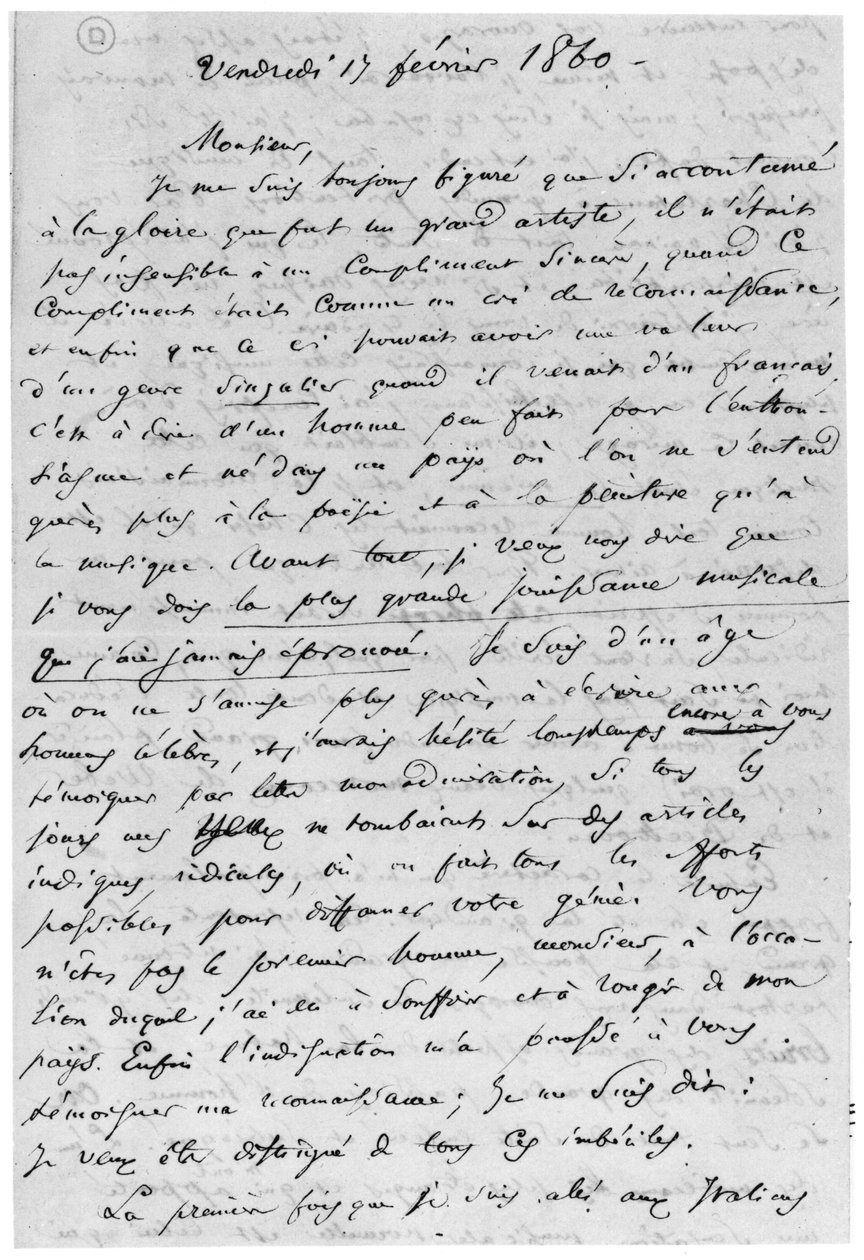 Carta a Richard Wagner (1813-83) 17 de fevereiro de 1860 de Charles Pierre Baudelaire