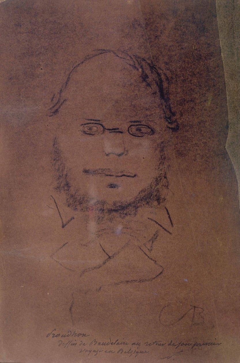 Pierre Joseph Proud&39;hon (1809-85) 1865 (carvão sobre papel) de Charles Pierre Baudelaire