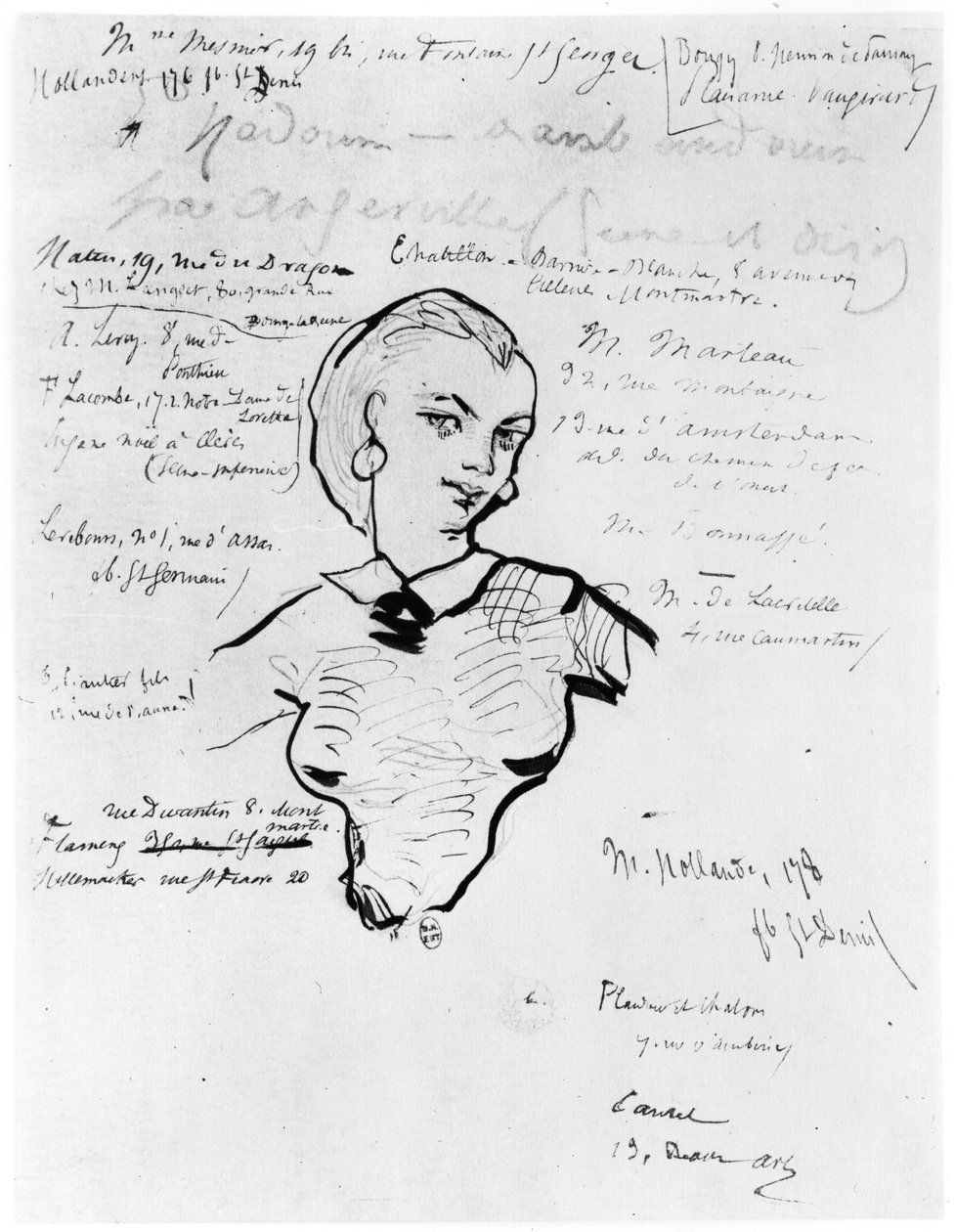 Retrato de Jeanne Duval com notas de Auguste Poulet-Malassis (1825-1878) 1858-60 de Charles Pierre Baudelaire