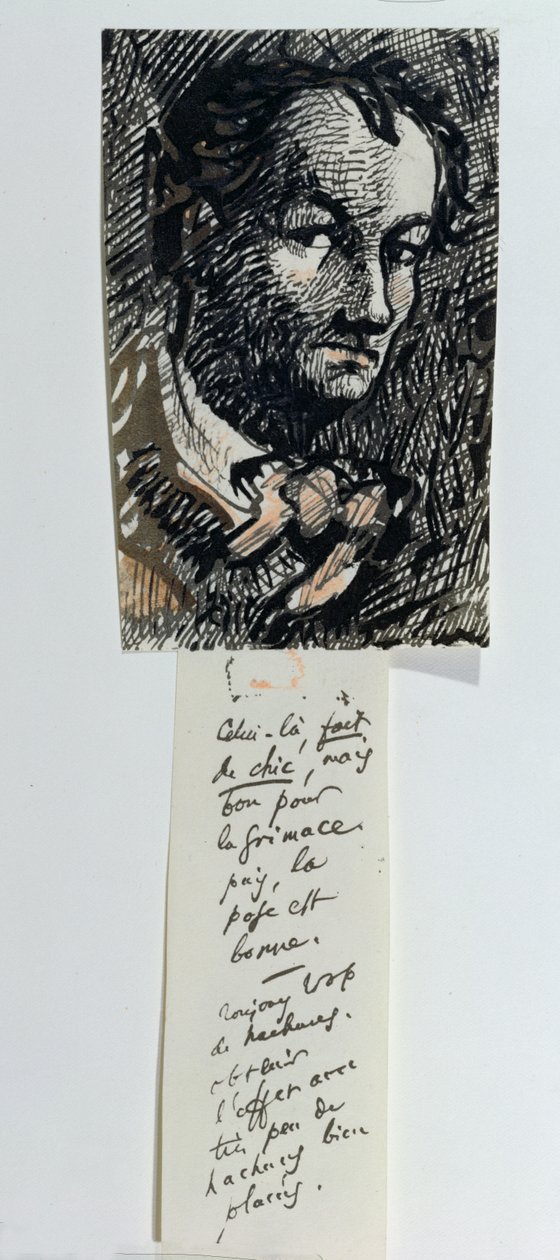 Auto-retrato com inscrição (caneta e tinta sobre papel) de Charles Pierre Baudelaire