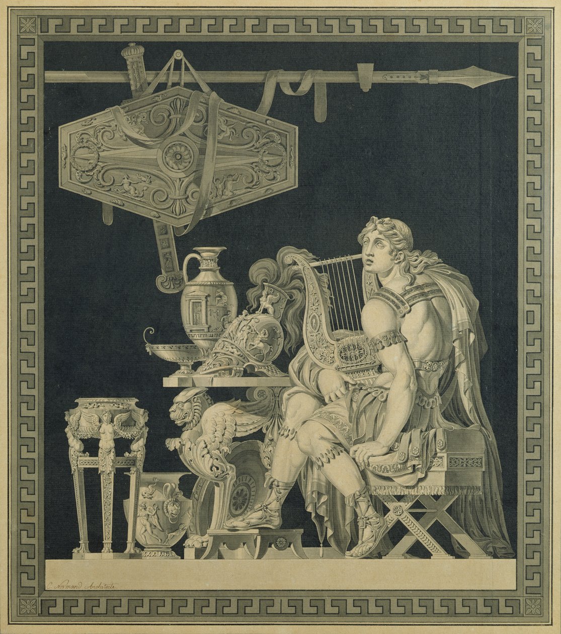 Aquiles tocando a lira de Charles Pierre Joseph Normand