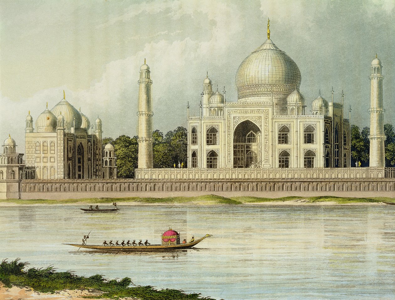 O Taj Mahal, túmulo do imperador Shah Jehan e sua rainha, placa 25 de &39;A Pitoresca Tour ao longo dos rios Ganges e Jumna&39;, gravada por Thomas Sutherland (bc1785) pub. por Rudolf Ackermann, 18 de Charles Ramus Forrest