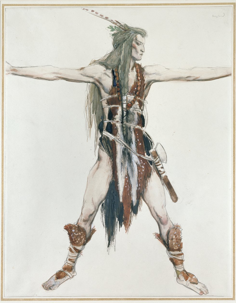 Figurino para Siegfried (aquarela sobre grafite em papel branco) de Charles Ricketts