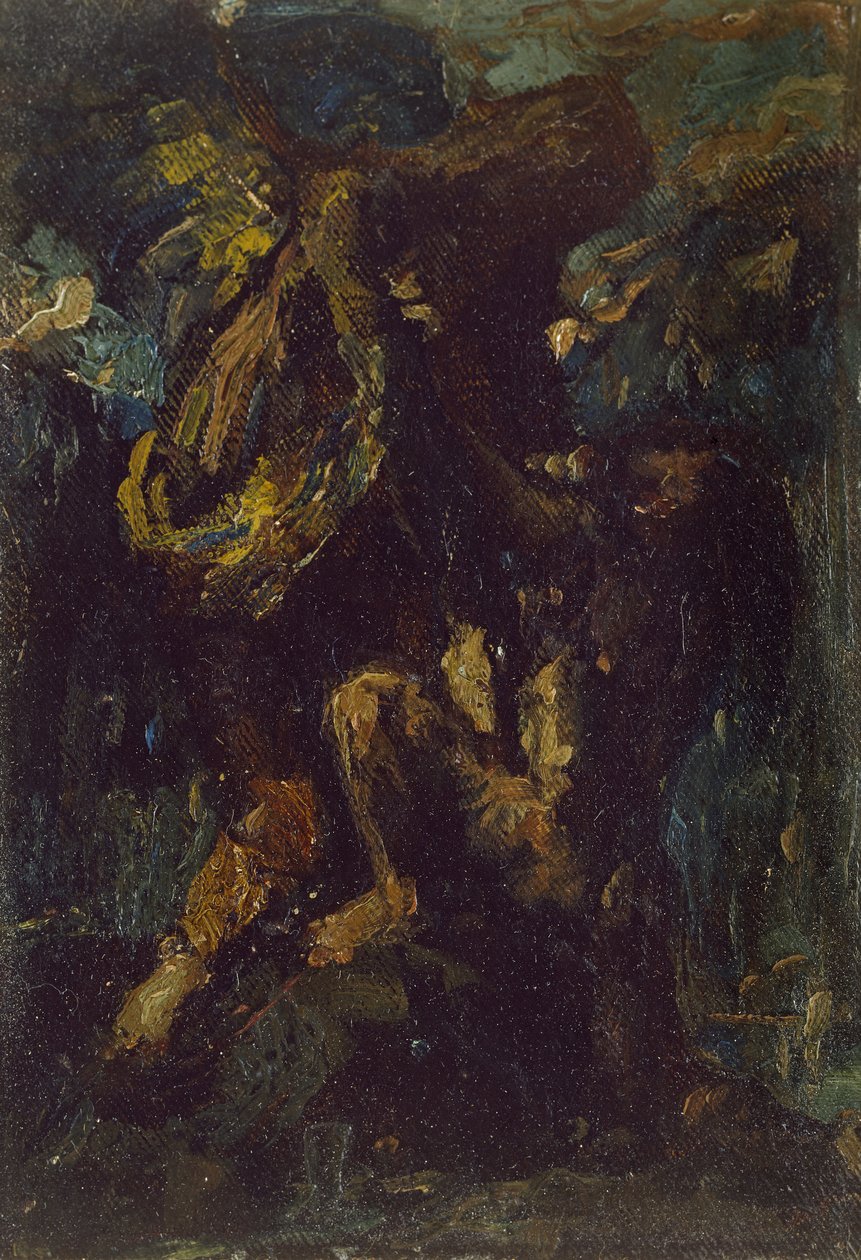 Jacob lutando com o Anjo (óleo sobre tela, preso no painel, montado como desenho) de Charles Ricketts