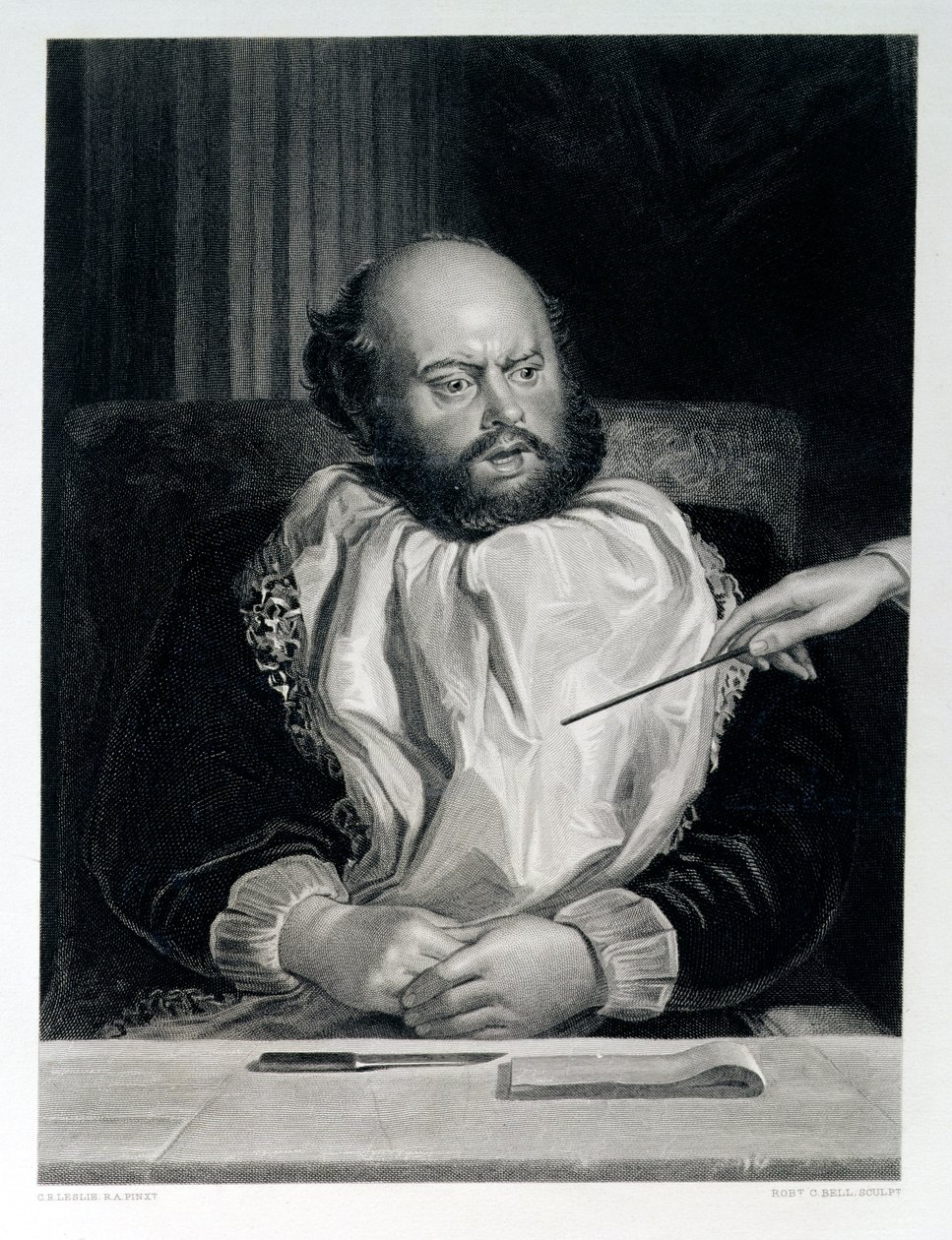 Sancho Panza, gravado por Robert C. Bell de Charles Robert Leslie