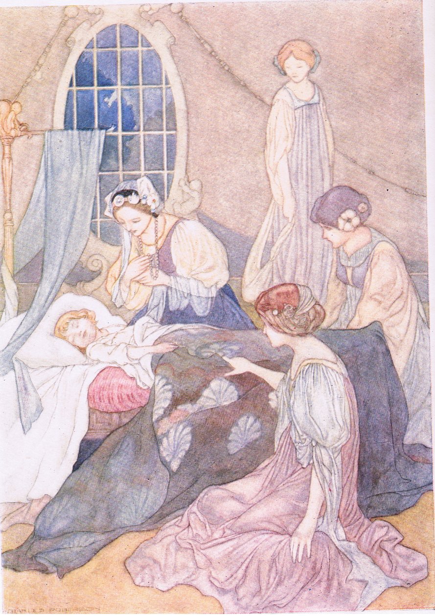 Ela foi para seu quarto, onde dormiu seu filho George, guardado por mulheres que esperavam de Charles Robinson