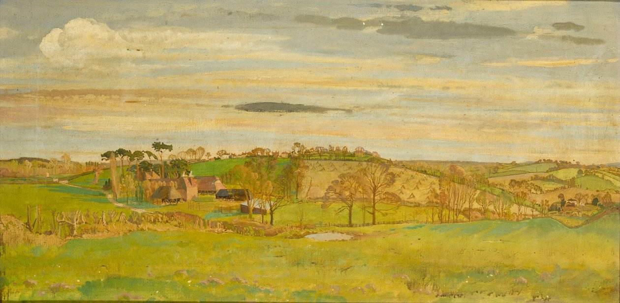 Uma paisagem de Kentish, c.1914-16 de Charles Sims