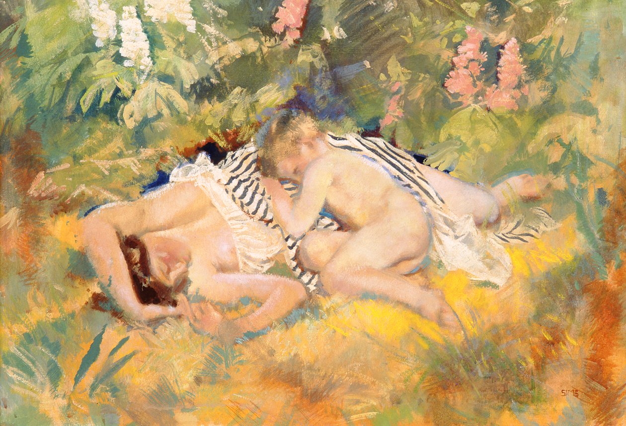 Verão (wc, bodycolour e tempera no papel) de Charles Sims