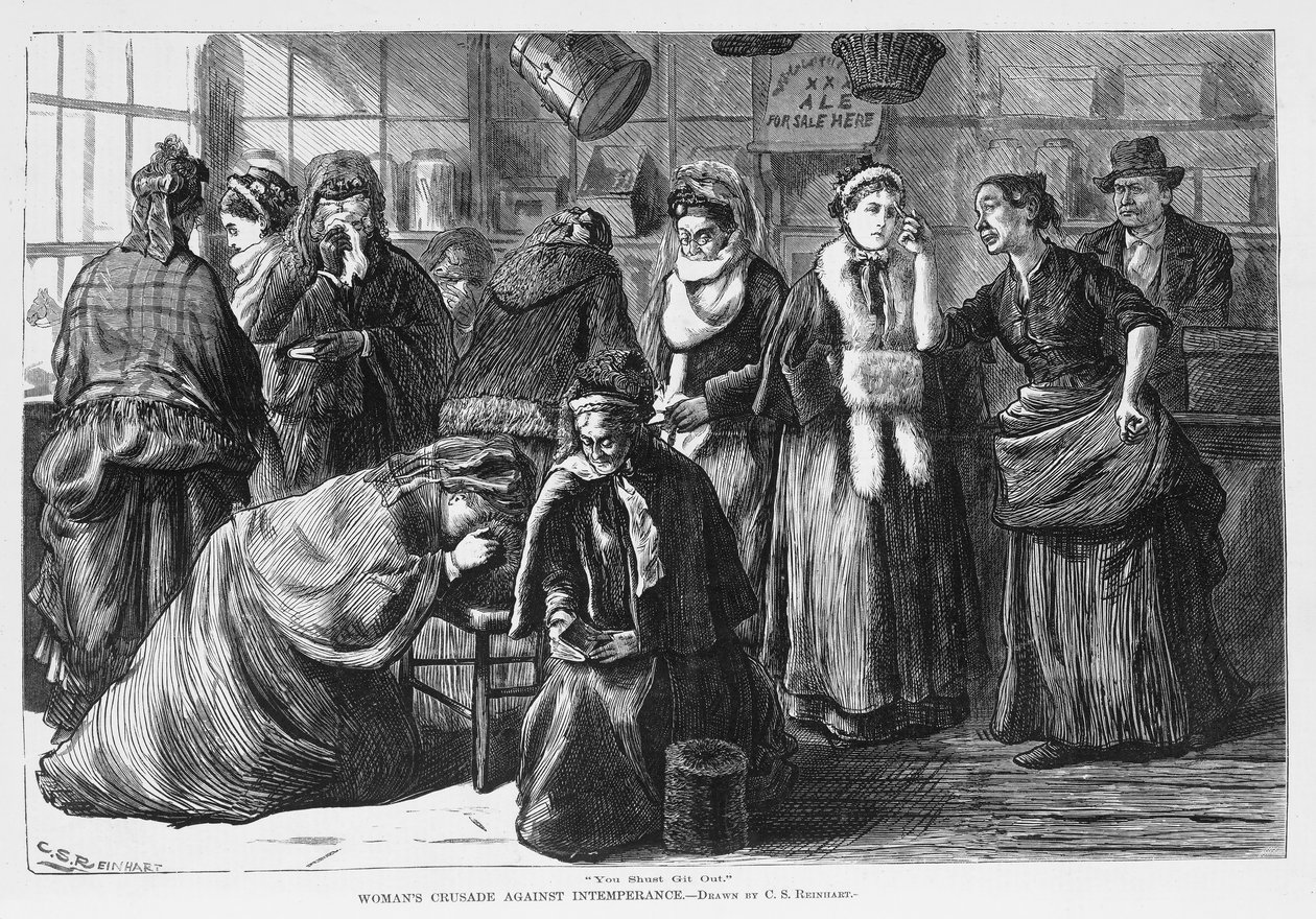 Cruzada da mulher contra a intemperança, bar. 1874 de Charles Stanley Reinhart