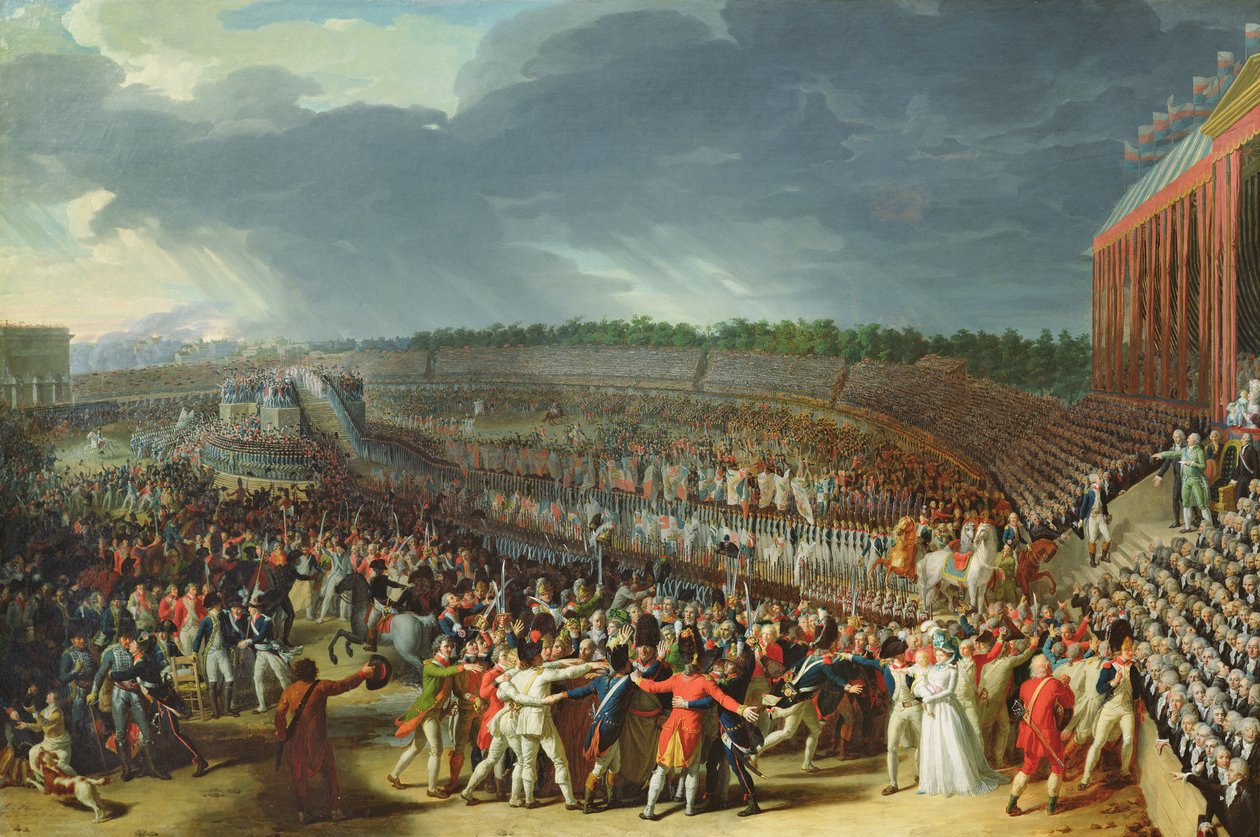 A Celebração da Federação, Champs de Mars, Paris, 14 de julho de 1790 de Charles Thevenin
