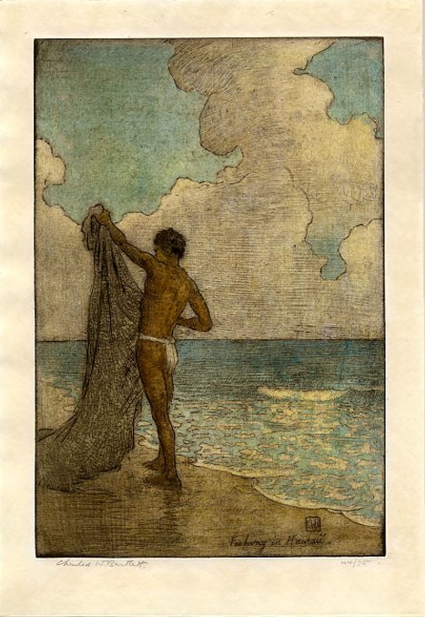Pesca no Havaí de Charles William Bartlett