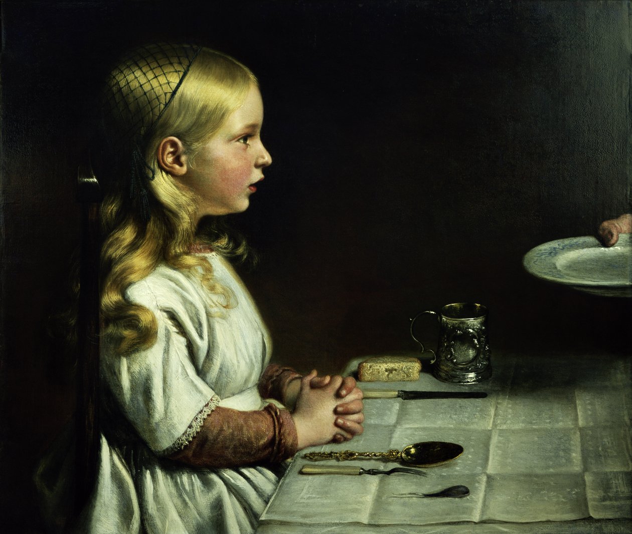 Florence Cope Dizendo Graça na Hora do Jantar de Charles West Cope