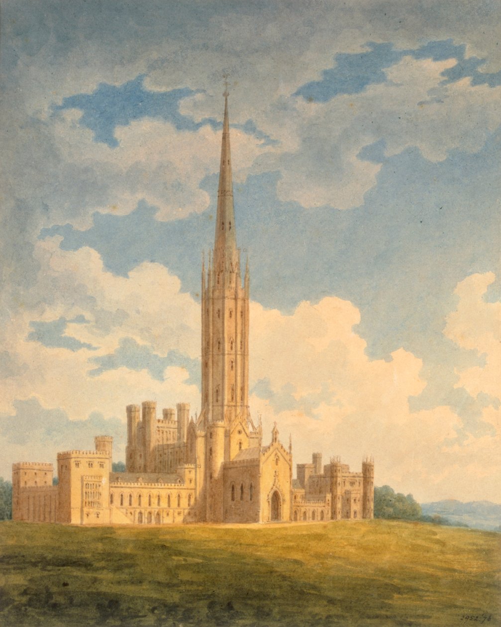 Vista noroeste da Abadia de Fonthill de Charles Wild