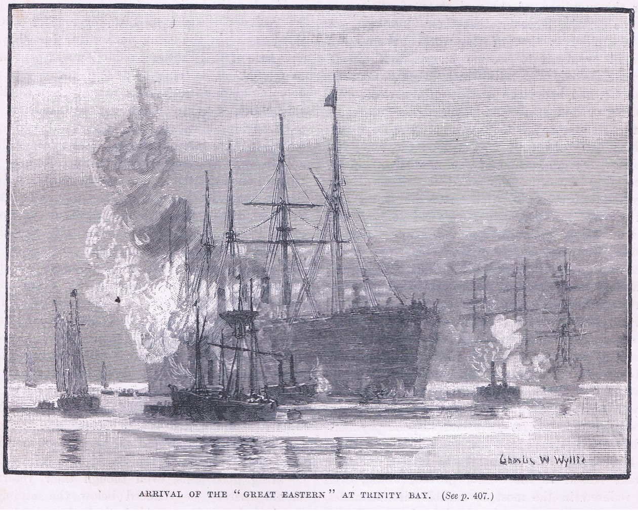 Chegada do Great Eastern em Trinity Bay 1866 AD de Charles William Wyllie