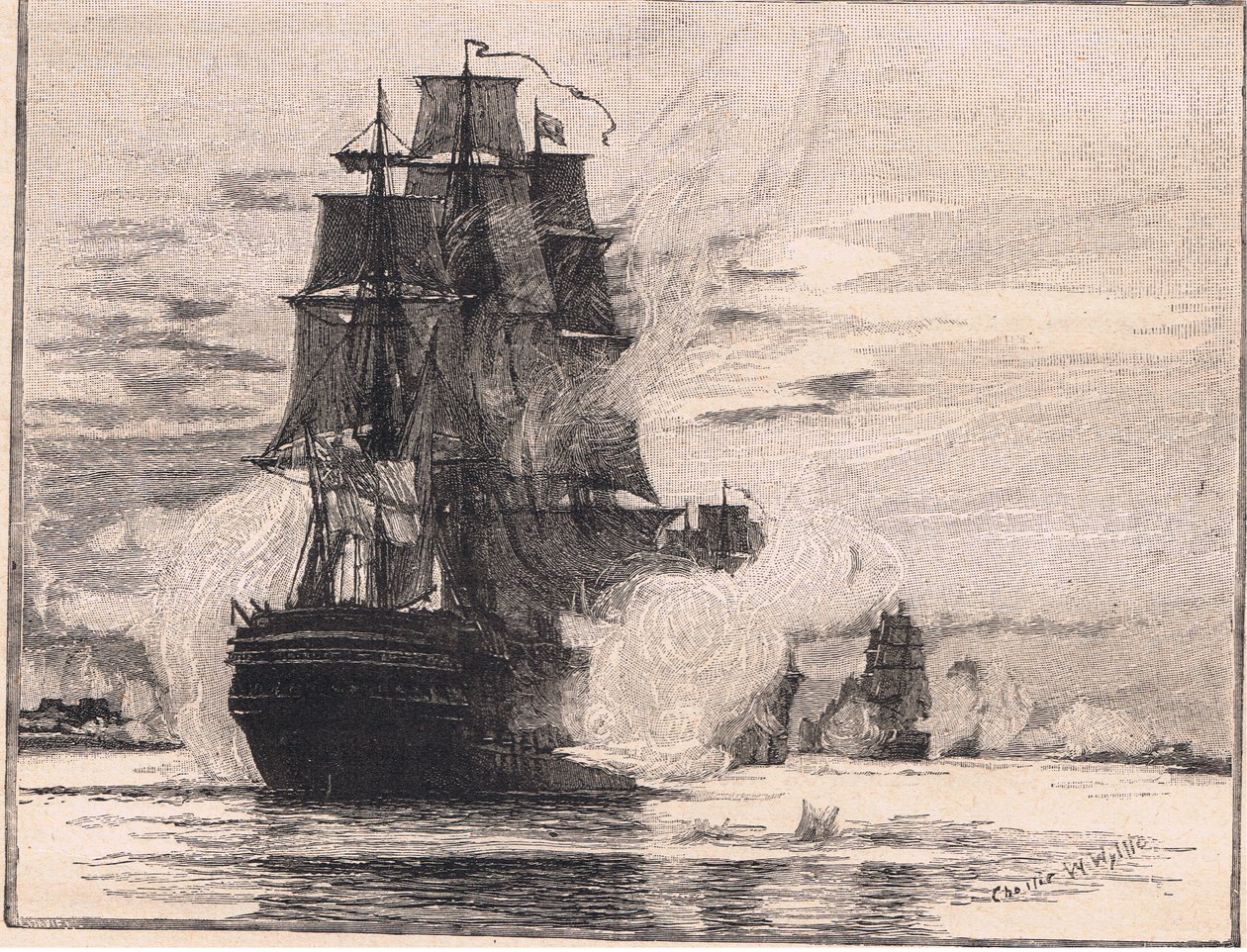 A frota britânica passando pelo Dardanelos AD 1807 de Charles William Wyllie