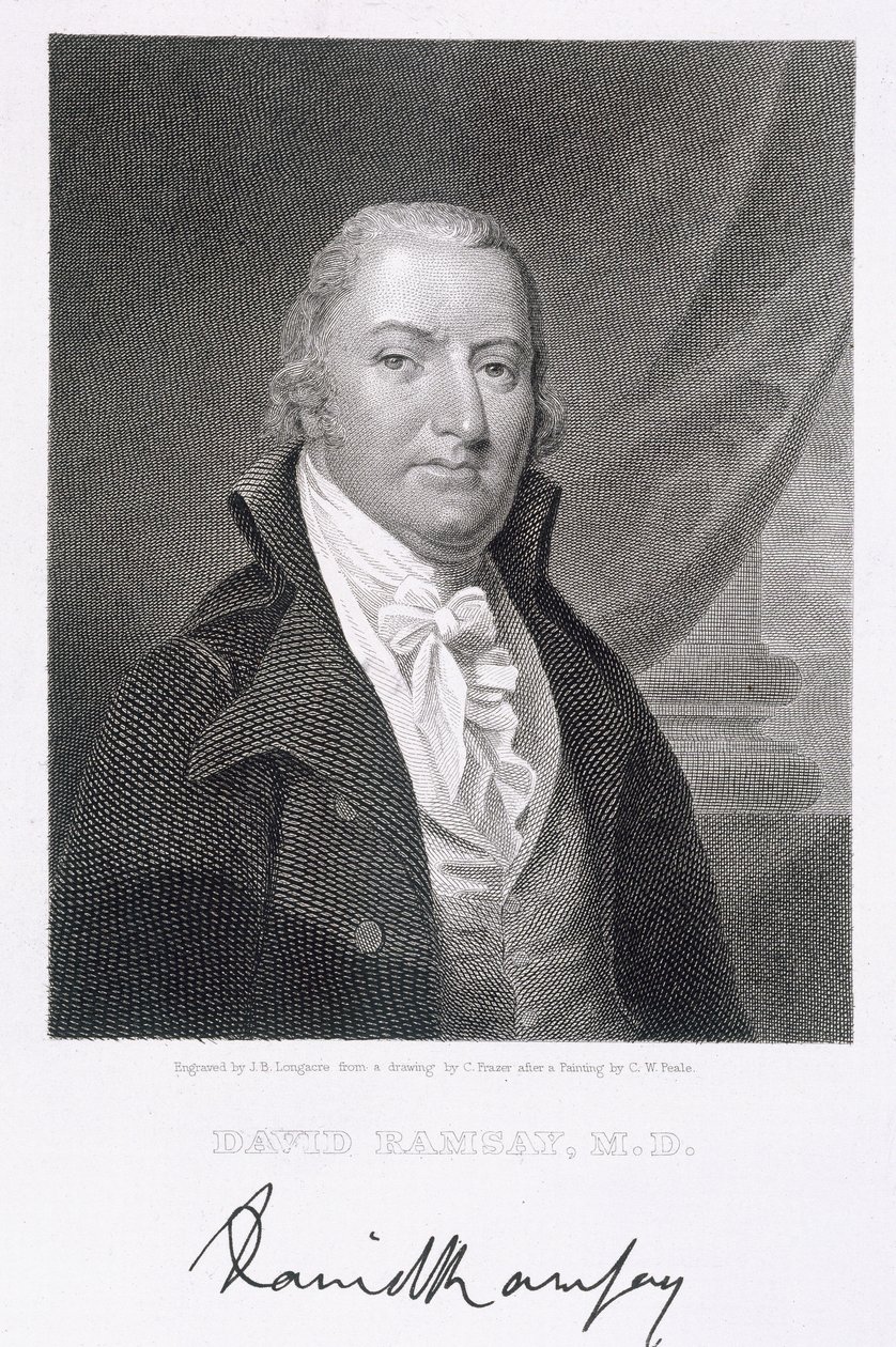 David Ramsay, gravado por James Barton Longacre (1794-1869) depois de um desenho do original de Charles Fraser (1782-1860) de Charles Willson Peale